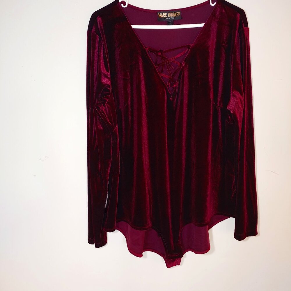 Marc Bouwer Velvet Body Suit Size 1X Red Merlot